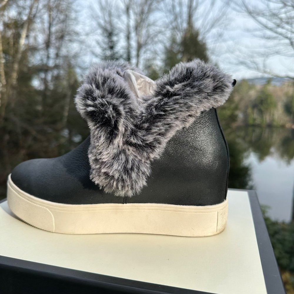 Nib J/Slides Sean Faux Fur Black Metallic Suede W… - image 2